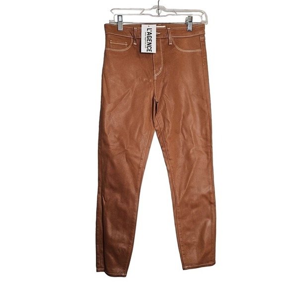 NWT L'AGENCE Margot Jean Java Neutral Contrast Coated 27 - Picture 1 of 8